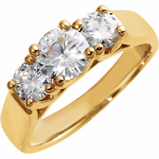 64718:100600:P Charles & Colvard Moissanite® 3-Stone Annivesary Ring