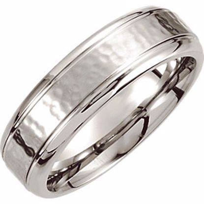 COR203:0105:P Cobalt 7mm Grooved Edge & Hammered Band Size 10.5