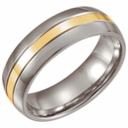 STST860:065:P Stainless Steel & 14kt Yellow Gold Inlay 6.3mm Band Size 6.5