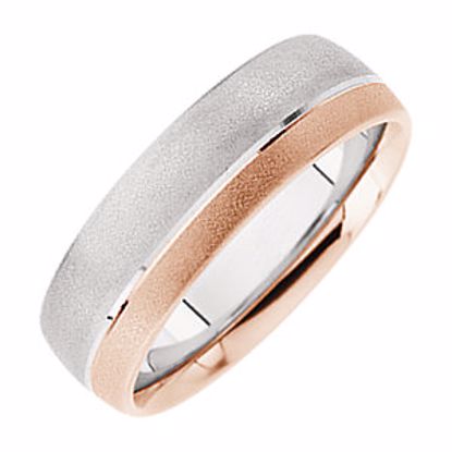 50589:60046:P 14kt White & Rose 7mm Bonded Band Size 13.5