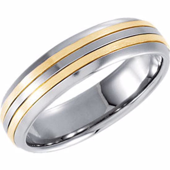 STST864:070:P 5.5mm Stainless Steel Domed Band with 18kt Yellow Inlay