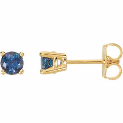 68619:115:P 14kt Yellow 4mm Round Chatham® Created Alexandrite Friction Post Stud Earrings