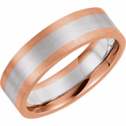 5989:156941:P 14kt Rose & White 8mm Band Size 10.5