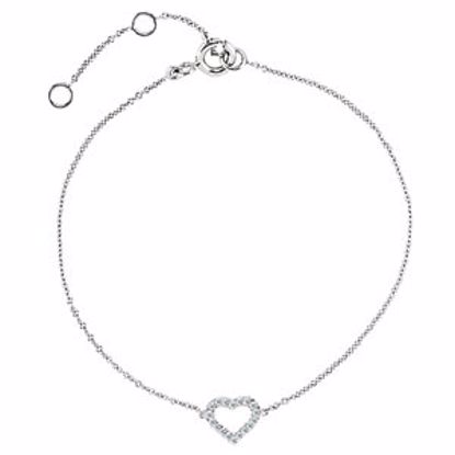 68636:100:P 14kt White .06 CTW Diamond Heart 7" Bracelet