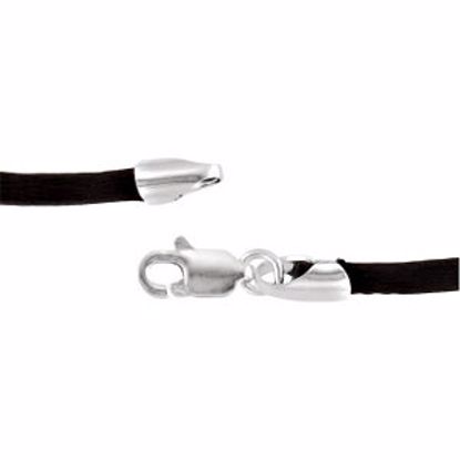 CH1007:101:P Sterling Silver 2mm Black Satin 16" Cord