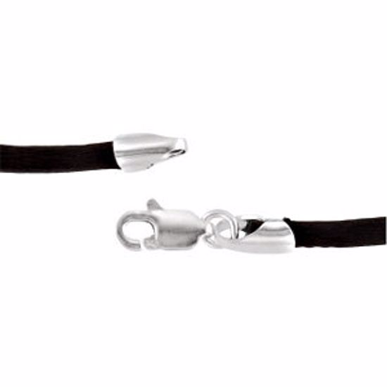 CH1007:101:P Sterling Silver 2mm Black Satin 16" Cord
