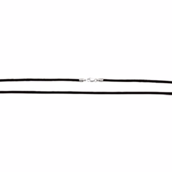 CH1007:102:P Sterling Silver 2mm Black Satin 18" Cord