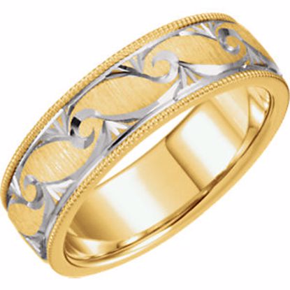 50423:277484:P 14kt Yellow & White 6mm Comfort-Fit Band Size 13