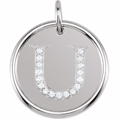 85088:1090:P Sterling Silver .08 CTW Diamond Initial "U" Pendant