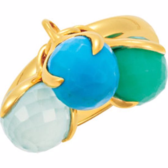 68850:109:P 18kt Yellow Vermeil Multi-Gemstone Ring Size 6
