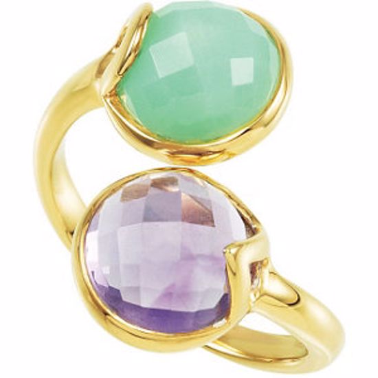 68889:103:P 18kt Yellow Vermeil Amethyst & Chrysoprase Ring Size 6