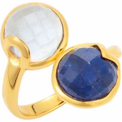 68889:109:P 18kt Yellow Vermeil Kyanite & Blue Chalcedony Ring Size 6