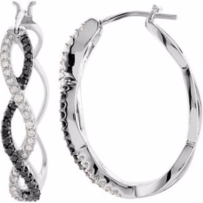 68765:100:P  Black & White Diamond Hoop Earrings