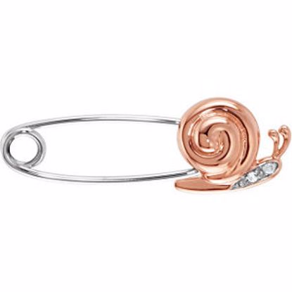 R48064:100:P 14kt Rose & White Youth Diamond Snail Brooch