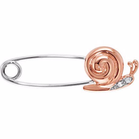 R48064:100:P 14kt Rose & White Youth Diamond Snail Brooch