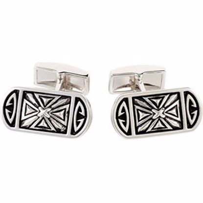 68947:112:P Cross Design with Black Enamel Cuff Links