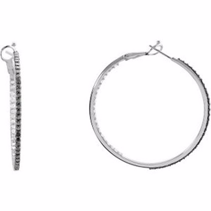 68817:100:P 1 7/8 CTW Black & White Diamond Inside/Outside Diamond Earrings with Black Rhodium Plate
