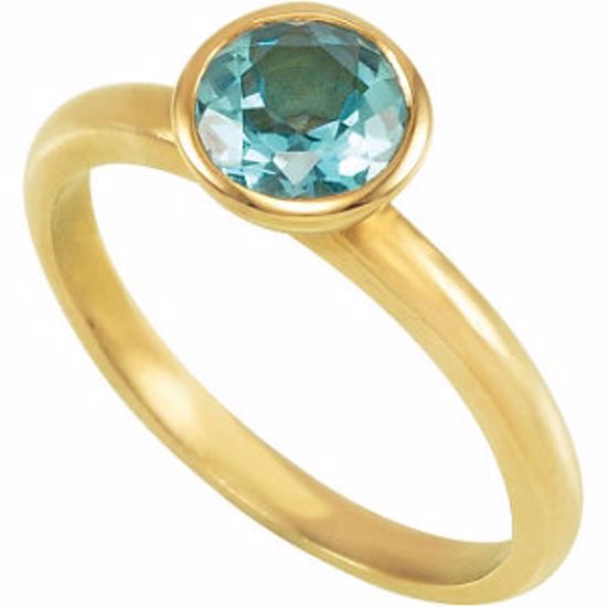 68887:1070:P 18kt Yellow Vermeil Swiss Blue Topaz Stackable Ring Size 7