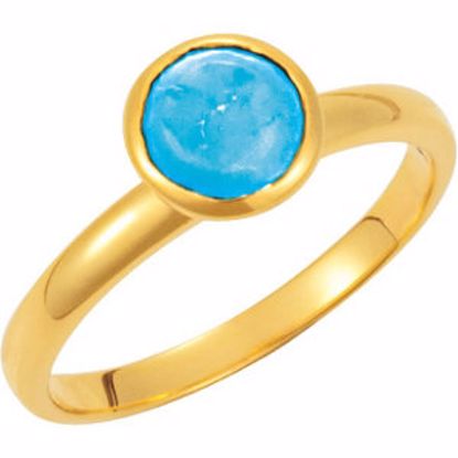 68887:1020:P 18kt Yellow Vermeil Turquoise Stackable Ring Size 7