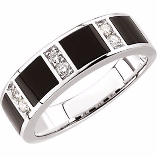 65518:60007:P 14kt White Onyx & 1/4 CTW Diamond Ring Size 10.75