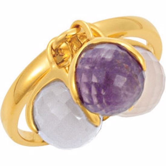 68850:1114:P 18kt Yellow Vermeil Multi-Gemstone Ring Size 8