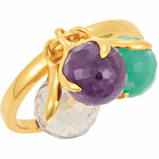 68850:1160:P 18kt Yellow Vermeil Multi-Gemstone Ring Size 7
