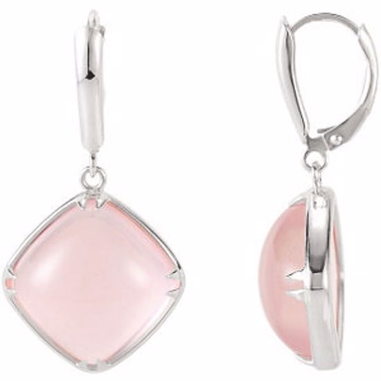 69291:1010:P 14mm Rose Quartz Cabochon Lever Back Earrings