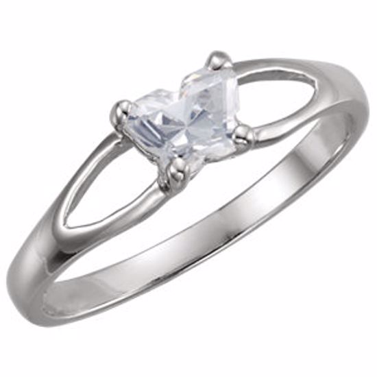 19395:1150:P 10kt White Bfly® April CZ Birthstone Ring