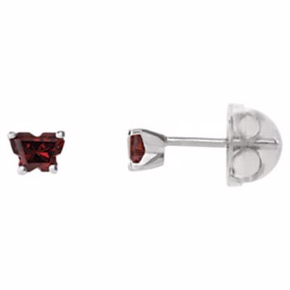 192015:224:P 10kt White January Bfly® CZ Birthstone Youth Earrings with Safety Backs & Box