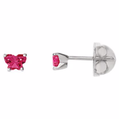 192015:230:P 10kt White July Bfly® CZ Birthstone Youth Earrings with Safety Backs & Box