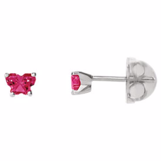192015:230:P 10kt White July Bfly® CZ Birthstone Youth Earrings with Safety Backs & Box