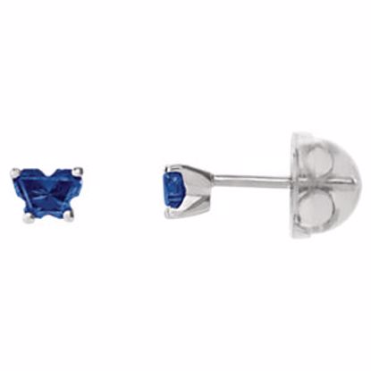192015:232:P 10kt White September Bfly® CZ Birthstone Youth Earrings with Safety Backs & Box