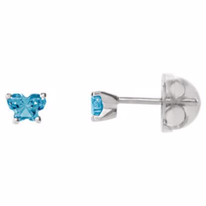 192015:235:P 10kt White December Bfly® CZ Birthstone Youth Earrings with Safety Backs & Box