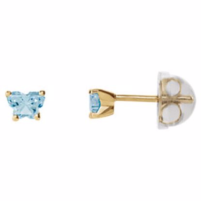 192015:202:P 10kt Yellow March Bfly® CZ Birthstone Youth Earrings with Safety Backs & Box