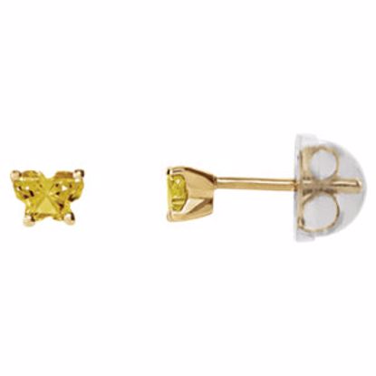 192015:210:P 10kt Yellow November Bfly® CZ Birthstone Youth Earrings with Safety Backs & Box