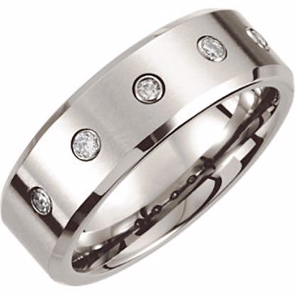 COR219D:085:P Cobalt .25 CTW Diamond Satin & Polished Beveled Edge Band Size 8.5