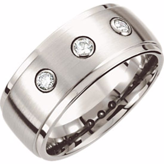 COR214D:008:P Cobalt 10mm .30 CTW Diamond Ridged Band Size 8