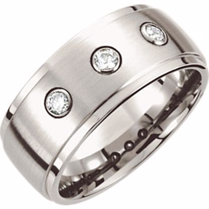 COR214D:0125:P Cobalt 10mm .30 CTW Diamond Ridged Band Size 12.5