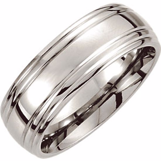 COR236:013:P Cobalt 8mm Grooved & Domed Band Size 13
