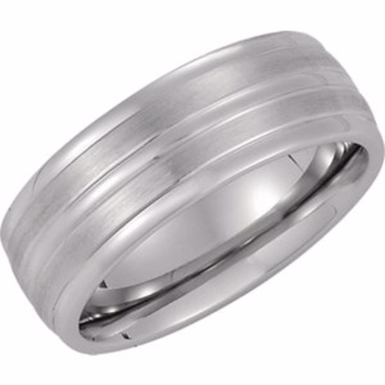 COR233:014:P Cobalt 8mm Satin & Ridged Band Size 14