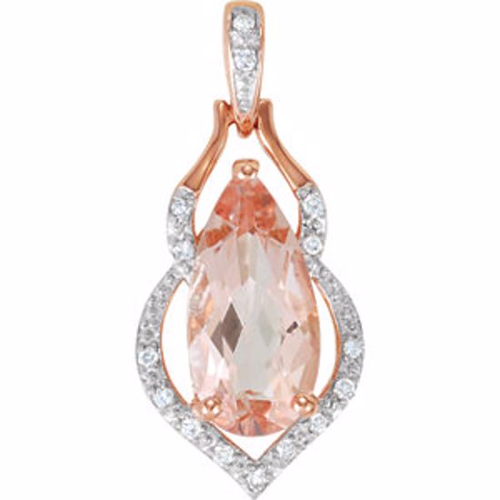 69615:101:P Genuine Morganite & Diamond Pendant