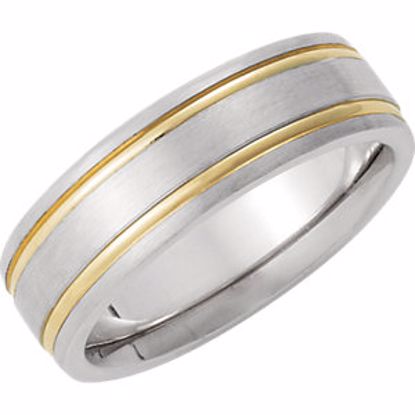 51111:112:P Sterling Silver & 14kt Yellow Precious Bond Inlay Band Size 12