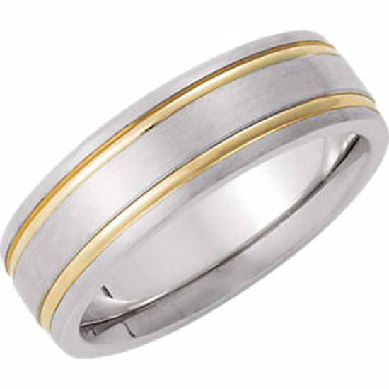 51111:112:P Sterling Silver & 14kt Yellow Precious Bond Inlay Band Size 12