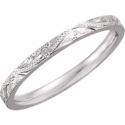 51096:103:P 14kt White 2mm Hand Engraved Band Size 6.5