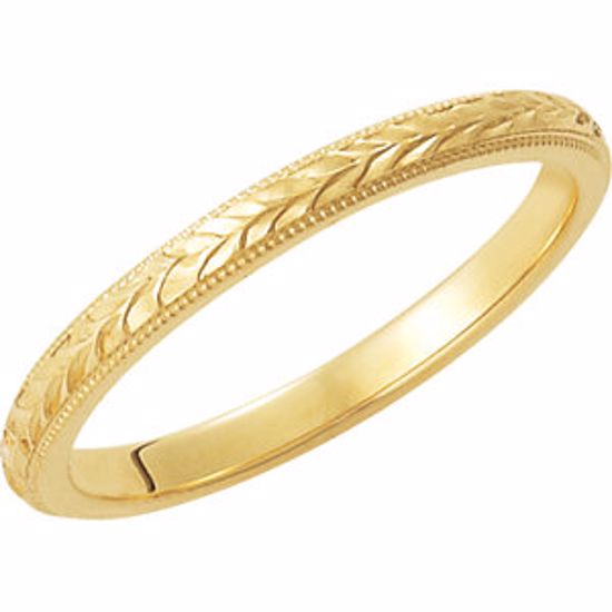 51098:114:P 14kt Yellow 2mm Hand-Engraved Band Size 12