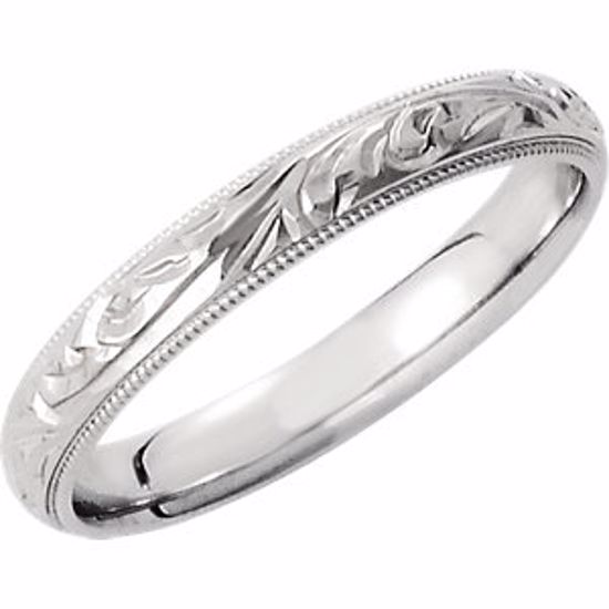 51099:104:P 14kt White 3mm Comfort-Fit Band Size 7