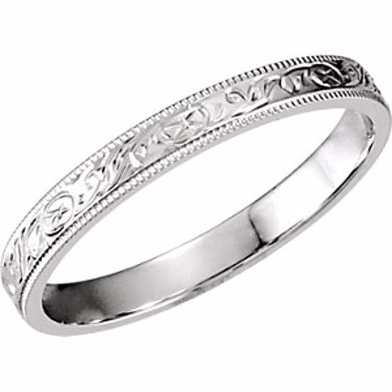 51102:101:P 14kt White 3mm Hand-Engraved Band Size 5.5
