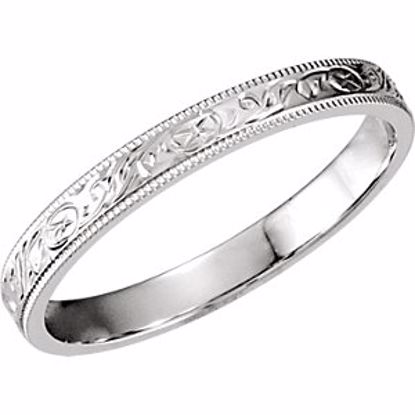 51102:115:P 14kt White 3mm Hand-Engraved Band Size 12.5