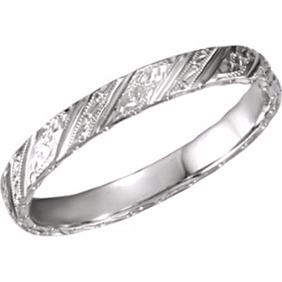 51103:100:P 14K White 3mm Hand-Engraved Band Size 5