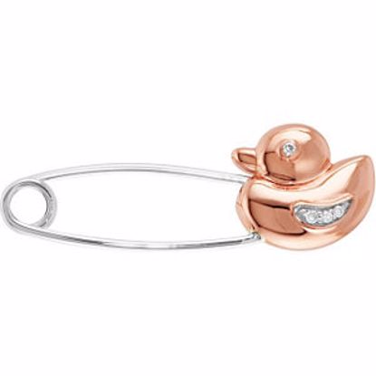 R48061:1000:P 14kt Rose & White Youth Diamond Duck Brooch with Box